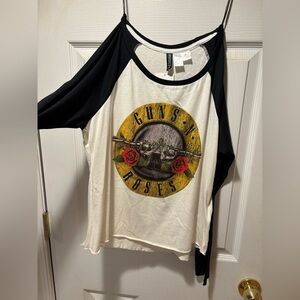 H&M Black & White Raglan Guns N' Roses Graphic Long Sleeve Tee